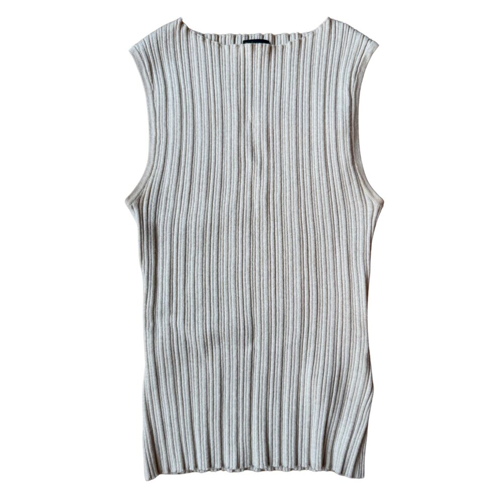 Quince Cotton Cashmere Ribbed Tank Heather Oatmeal Tan S Sleeveless Boat Neck
